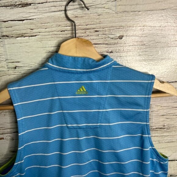 ADIDAS ClimaCool golf shirt blue striped size medium women’s - Picture 5 of 7